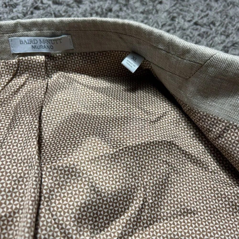 Baird McNutt 100% Linen Sport Coat Blazer Mens XL Tan Beige Two Button Murano